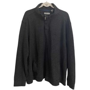 Tommy Bahama Sweater Mens 3XL Black 1/4 Zip Pullover Long Sleeve Cotton Pockets